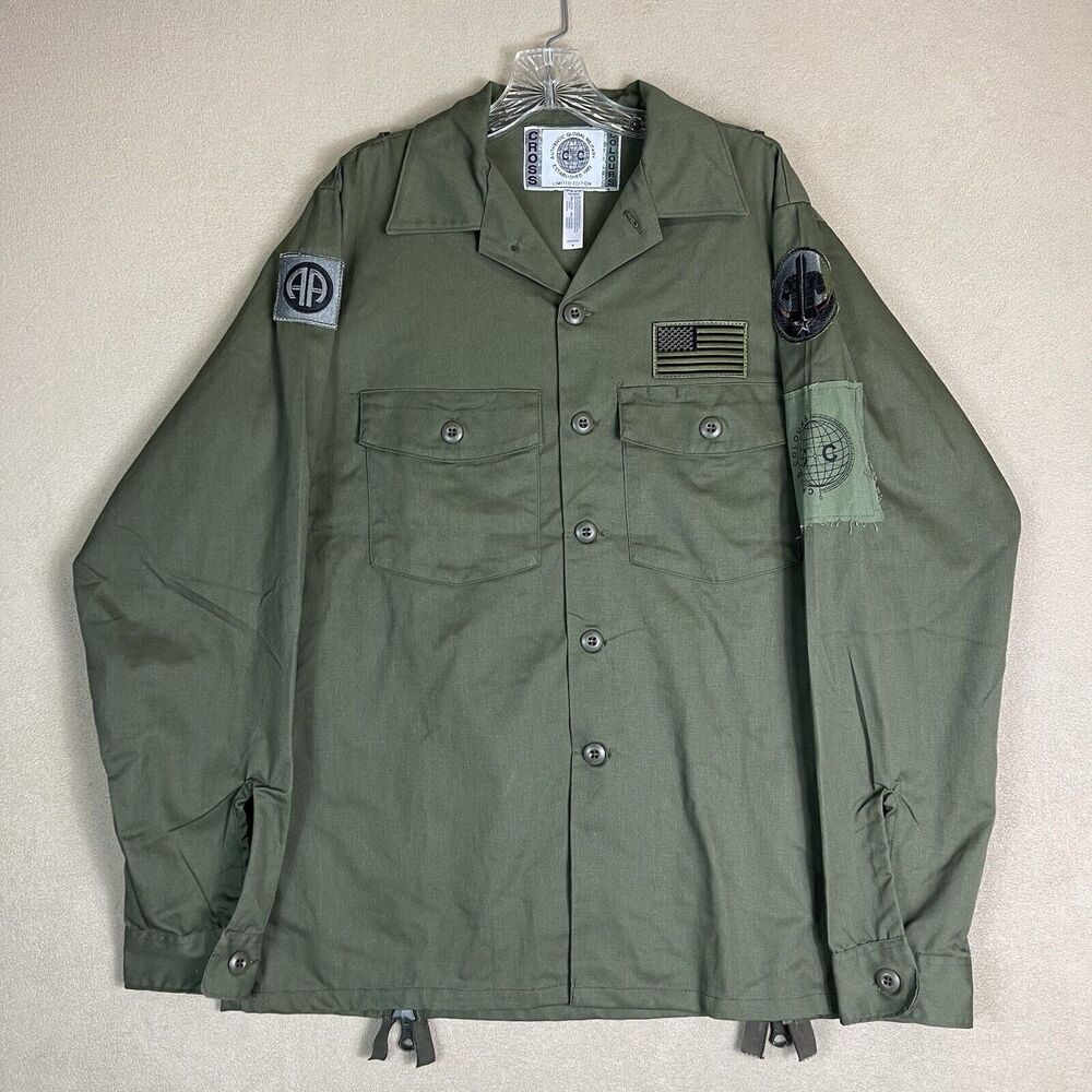Cross Colours Shaket Mens M Green Army‎ USA Limited Edition Shirt Jacket Adult